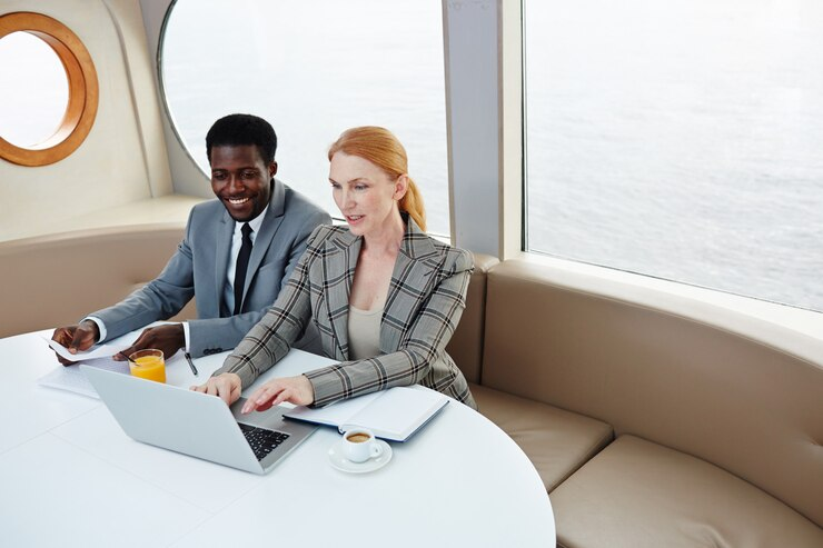 Business traveller working at a co-working space in Dubai