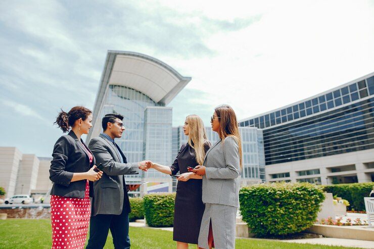 Business professionals meeting at a co-working space in Dubai